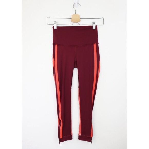 Lululemon Zip The Line Crop 23" Leggings High Rise Reflective Deep Ruby Coral 2 - Picture 4 of 10